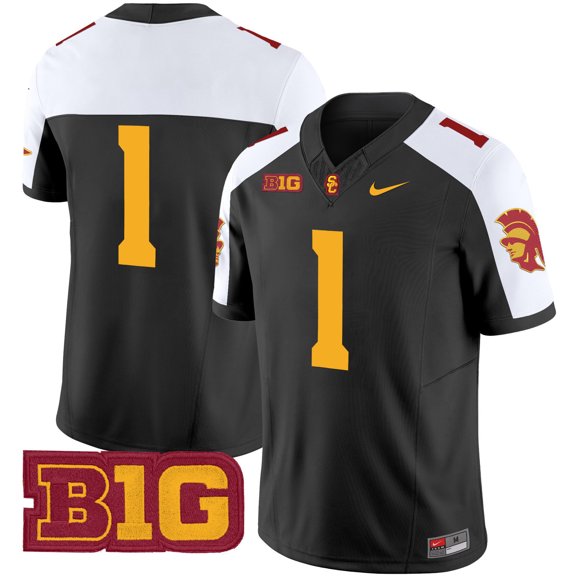 Men USC Trojans #1 No Name Black Nike 2024 Vapor Limited NCAA Jersey